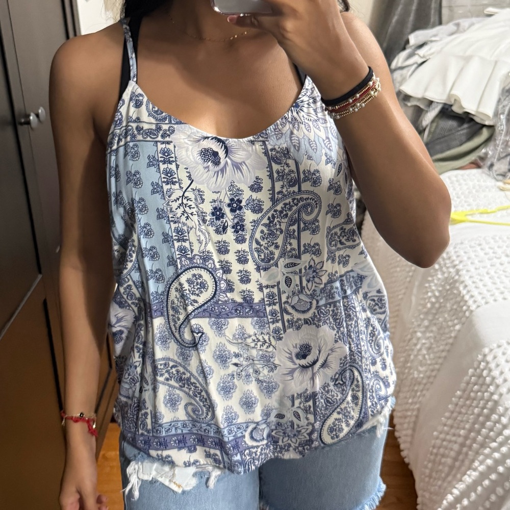 Blue Floral Women's Tank